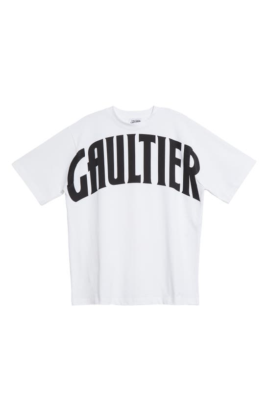 Shop Jean Paul Gaultier Arc Logo Cotton Graphic T-shirt In White/ Black