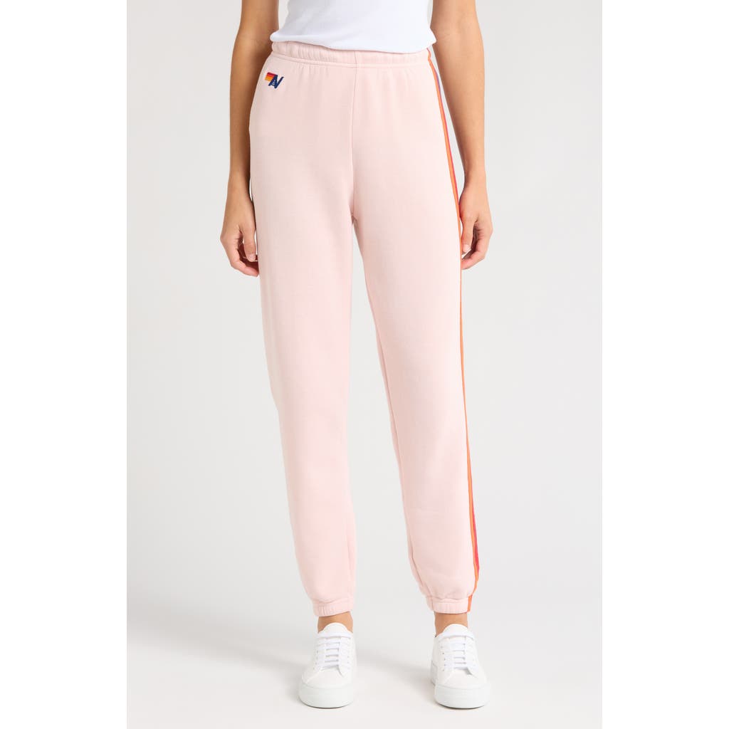 Aviator Nation Stripe Sweatpants In Light Pink/purple Orange