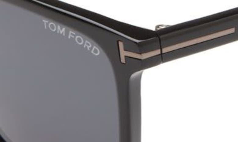 Tom Ford 57mm Fletcher Square Sunglasses In Shiny Black / Smoke