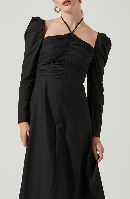 Astr Long Sleeve Tie Neck Dress In Black