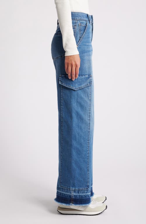 Shop Wit & Wisdom 'ab'solution Skyrise Release Hem Wide Leg Cargo Jeans In Mid Blue