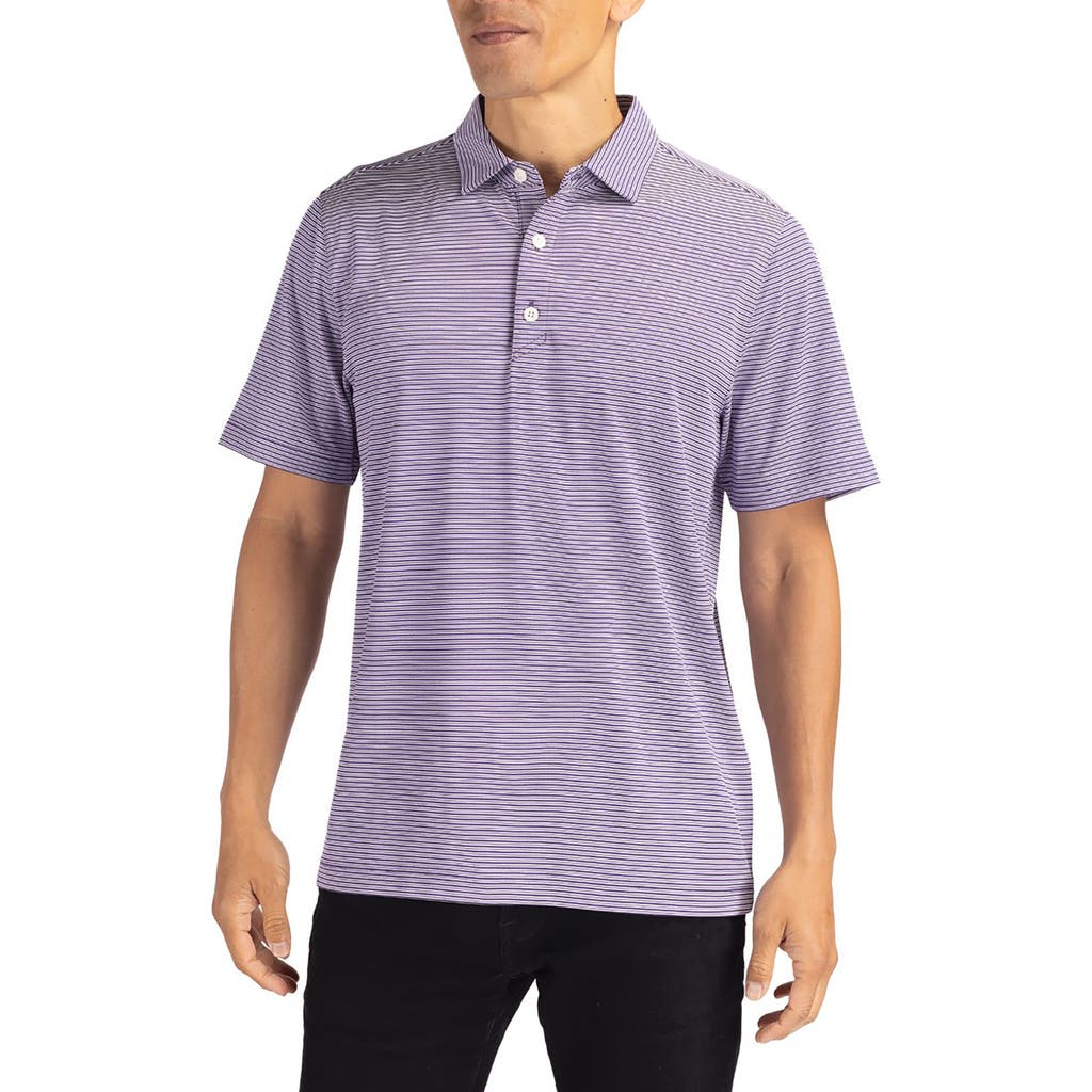 Cutter & Buck Double Stripe Performance Recycled Polyester Polo In Purple