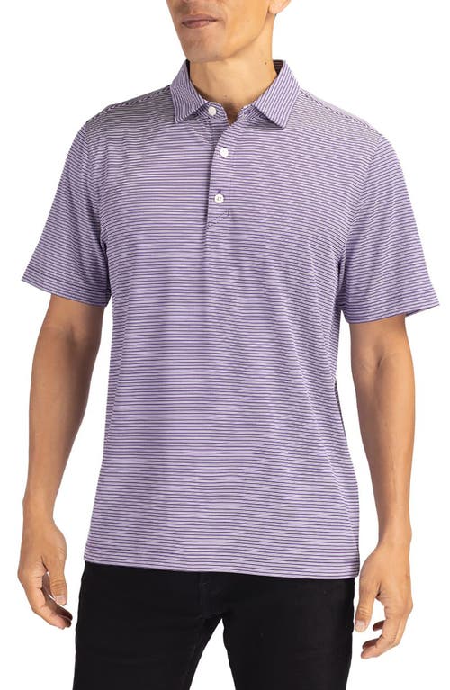 Shop Cutter & Buck Double Stripe Performance Recycled Polyester Polo In College Purple/white