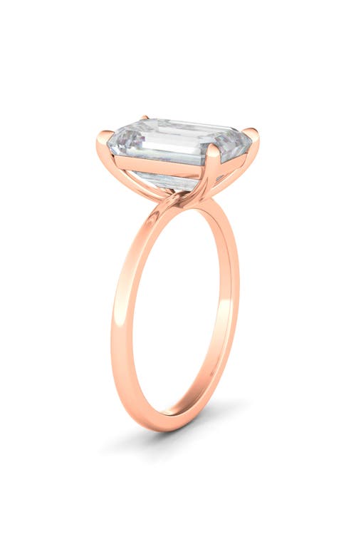 Shop Hautecarat Emerald Cut Lab Created Diamond Ring In 3.00 Ctw 18k Rose Gold