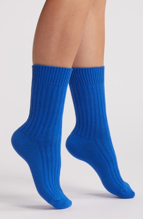 Casa Clara Rib Cotton Blend Crew Socks In Blue