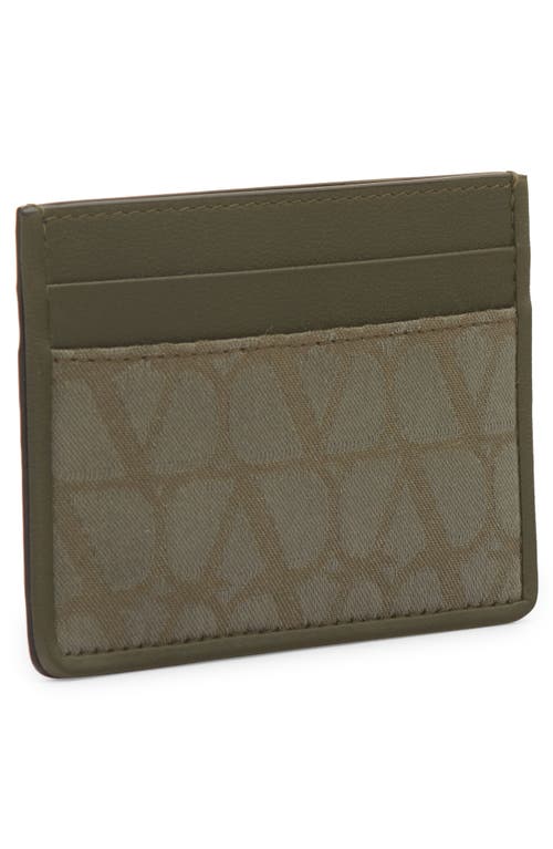 Shop Valentino Garavani Vlogo Toile Iconograph Canvas & Leather Card Holder In Army Green