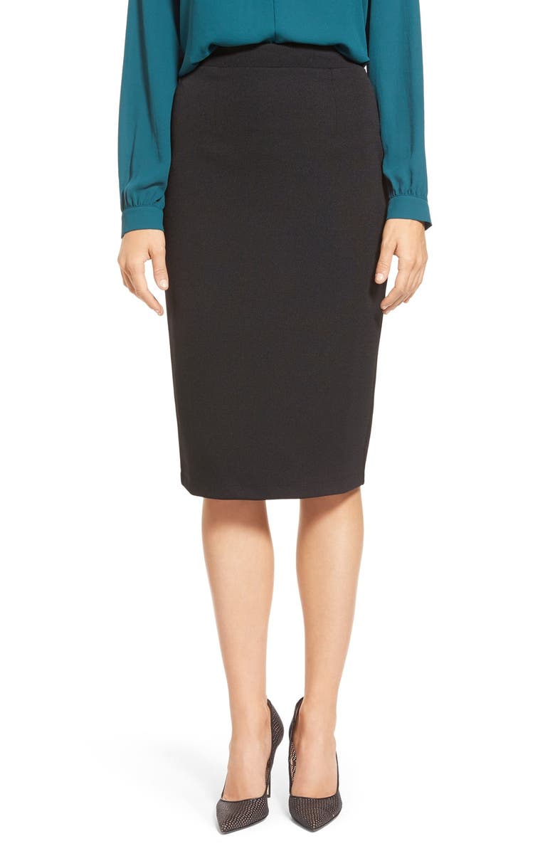 HALOGEN<SUP>®</SUP> Zip Back Knit Pencil Skirt, Main, color, Black