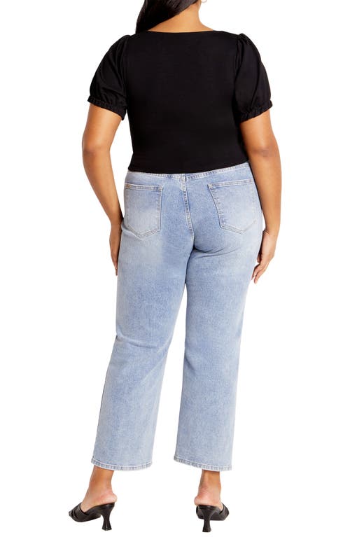 City Chic Puff Sleeve Corset Top In Black
