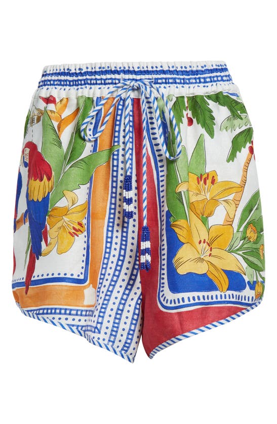 Shop Farm Rio Tropical Destination Linen Blend Shorts In Off-white