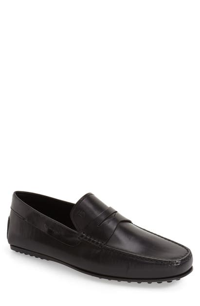 Click to view more detailed imagery on our partner's website Tod's Men's Textured Leather Penny Driver In Black Textured Leather
