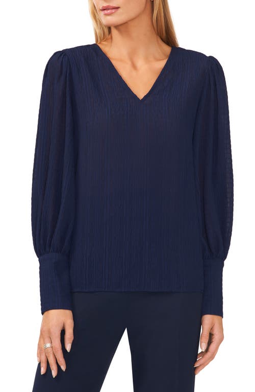 halogen(r) Textured Puff Shoulder Blouse in Classic Navy