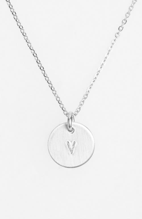 Sterling Silver Initial Mini Disc Necklace in Sterling Silver V