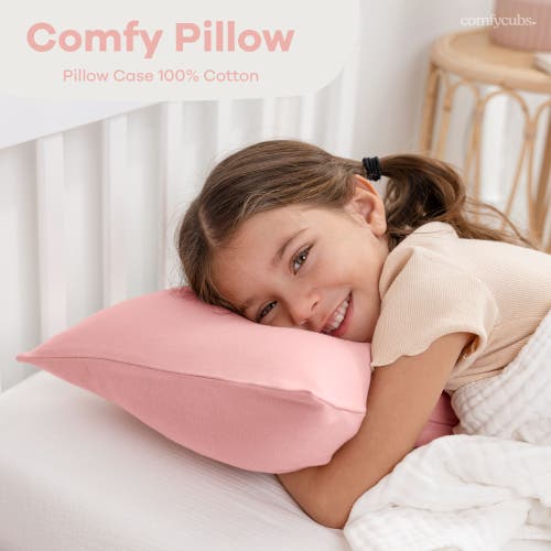 Comfy Cubs Toddler Pillow With Soft Cotton Pillowcase In Blush