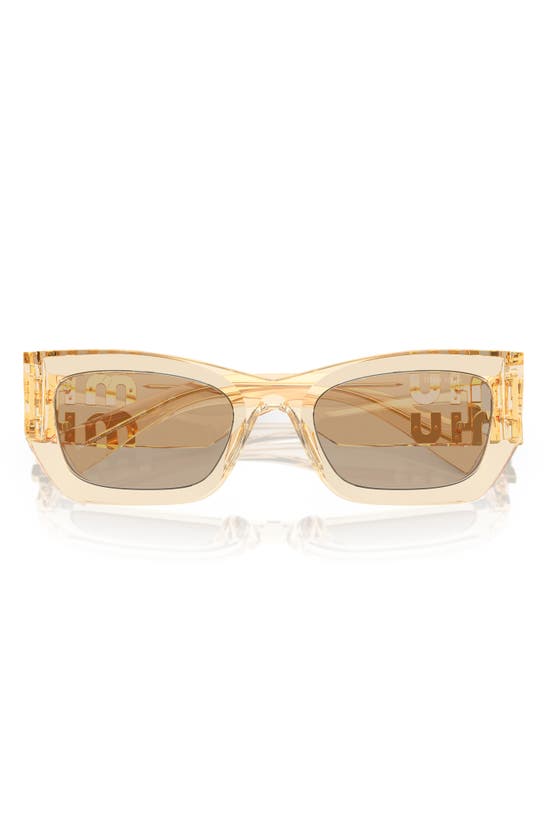 Miu Miu Logo Rectangle Acetate Sunglasses In Light Brown