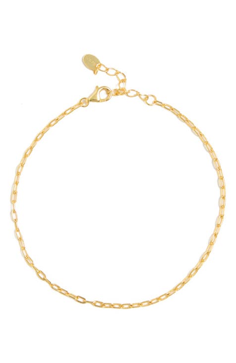 18K Gold Plated Sterling Silver Paper Clip Chain Bracelet