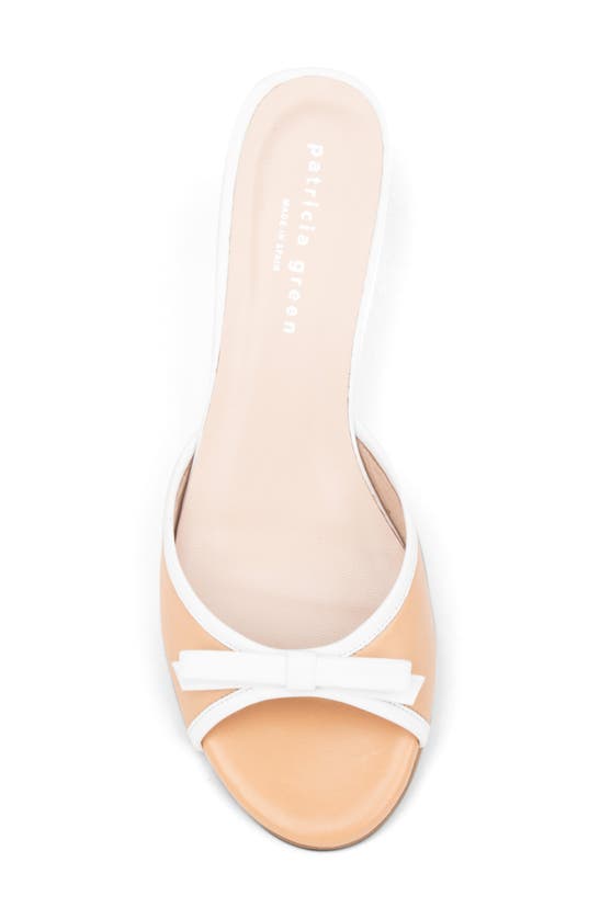 Patricia Green Bettye Kitten Heel Slide Sandal In Beige/ White
