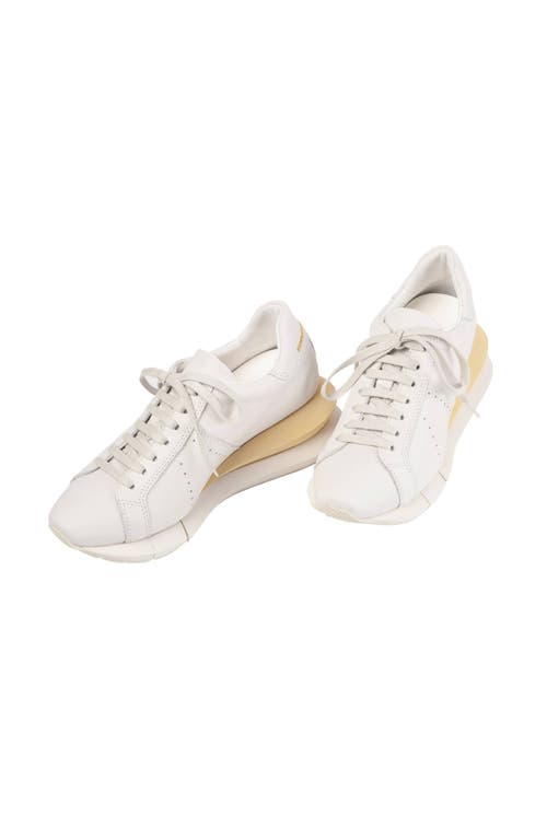 Shop Paloma Barceló Paloma Barcelo Alenzon Wedge Sneaker In White/gesso-s.yellow