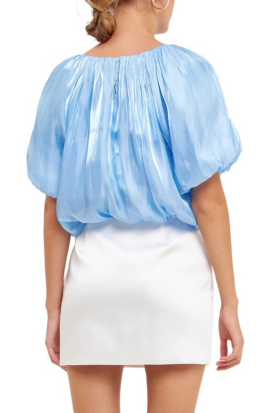 Shop Endless Rose Sheen Effect Blouson Top In Ocean Blue