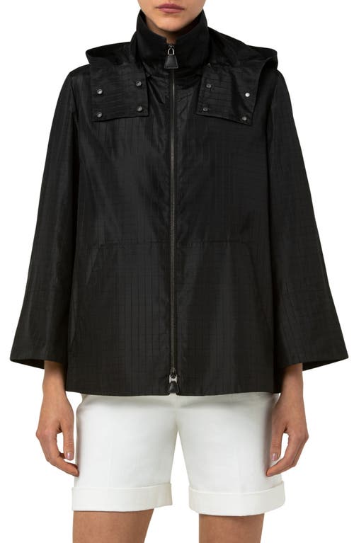 Akris Marilyn Hooded Silk Jacket in 009 Black at Nordstrom, Size 4