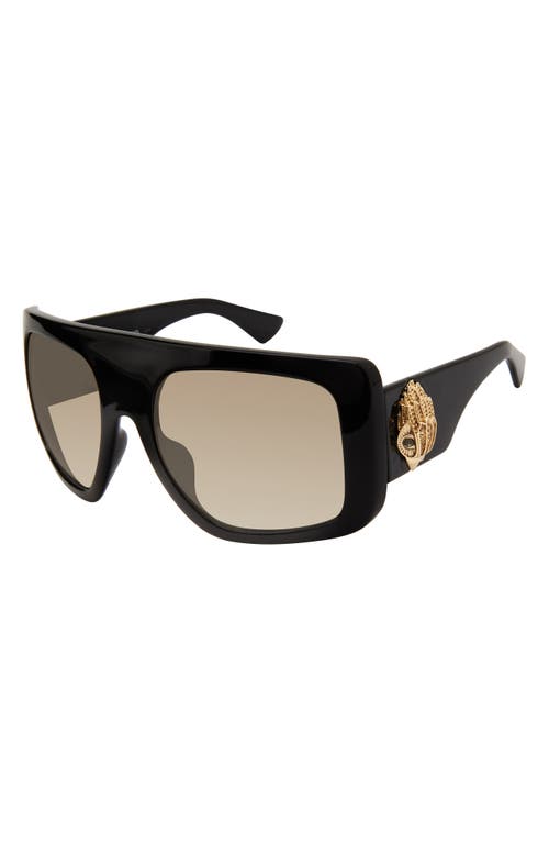Kurt Geiger London 62mm Oversize Rectangular Sunglasses In Black/brown Gold
