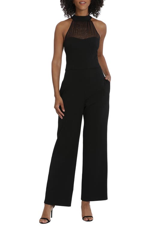 Maggy London Illusion Mesh Detail Sleeveless Jumpsuit Black at Nordstrom,