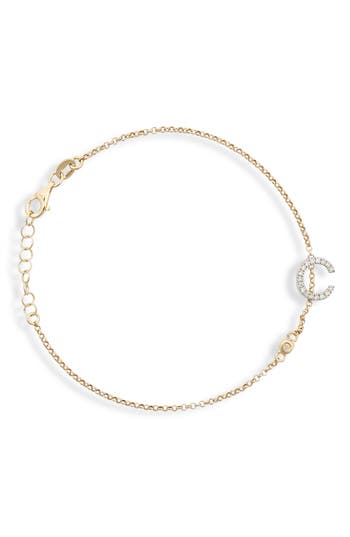 Meshmerise Diamond Initial Bezel Bracelet In Yellow-c