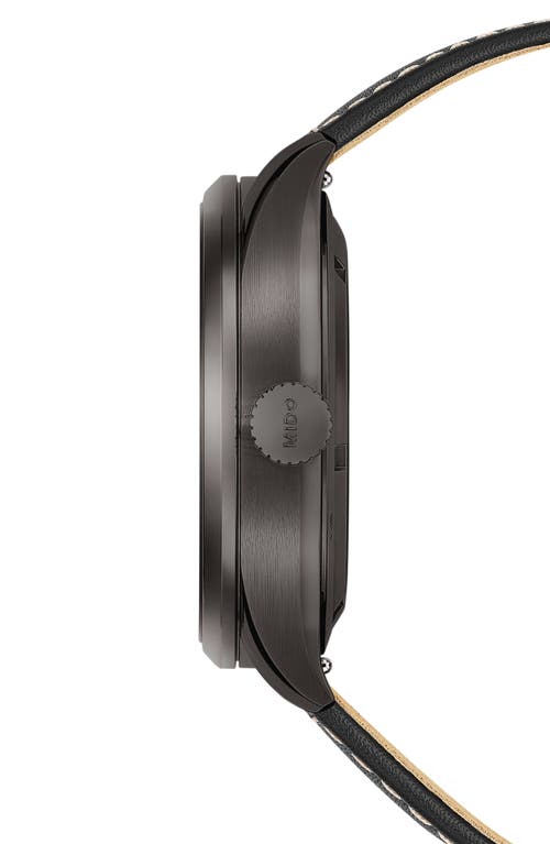 Mido Multifort Automatic Leather Strap Watch, 42mm In Black/grey