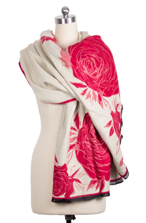 Saachi Floral Reversible Scarf In Red/cream