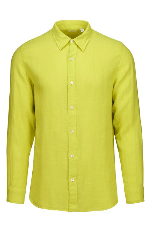 Amalfi Linen Button-Up Shirt in Citron