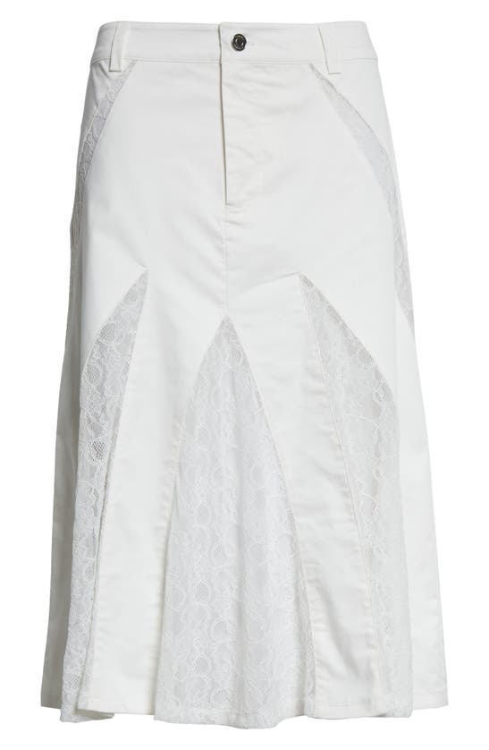 Miaou Anita Lace Godet Denim Skirt In Dove