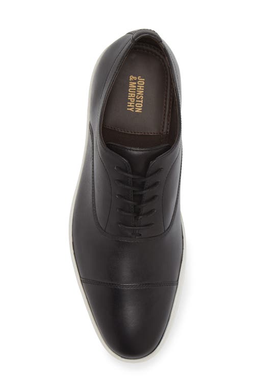 Shop Johnston & Murphy Matthews Cap Toe Oxford In Black Hand-stained Full Grain