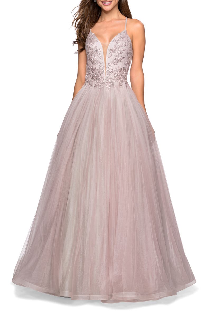 La Femme Tulle & Lace Evening Dress | Nordstrom