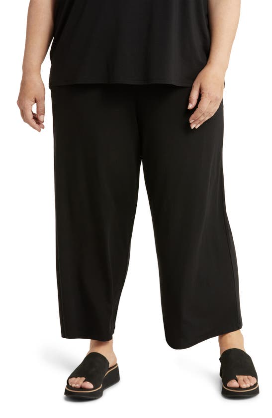 Eileen Fisher Wide-leg Jersey Pants In Graphite