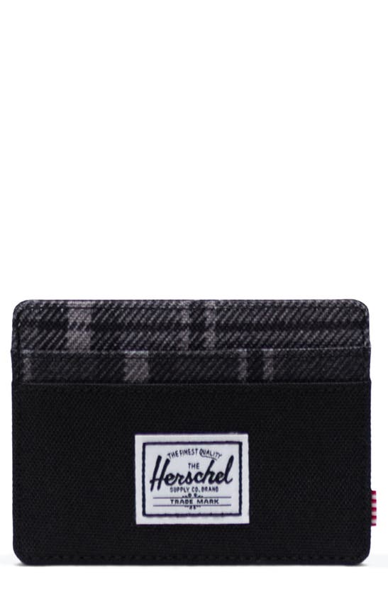 Herschel Supply Co. Charlie Rfid Card Holder In Black/ Grayscale Plaid