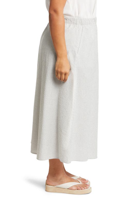 Eileen Fisher Striped High-waist Skirt In White/black