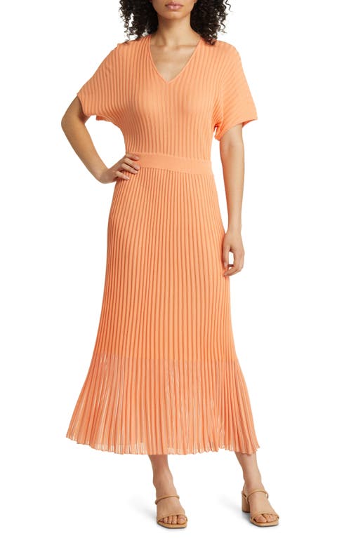 Misook Rib Knit A-Line Dress Citrus Blossom/White at Nordstrom,