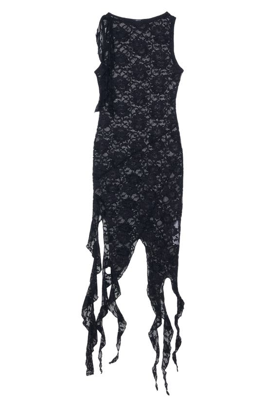 Shop Nasty Gal Sheer Lace Ruffle Dress In Black