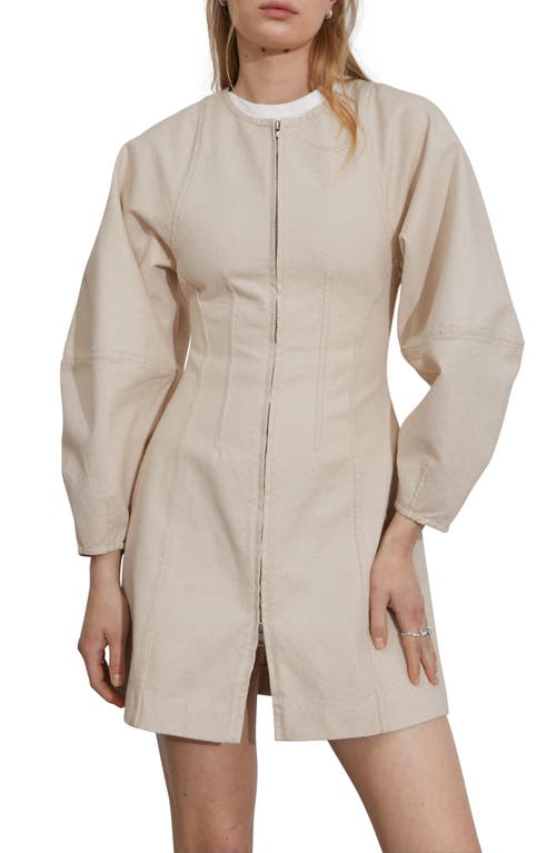 Shop & Other Stories Long Sleeve Cotton Twill Dress In Beige