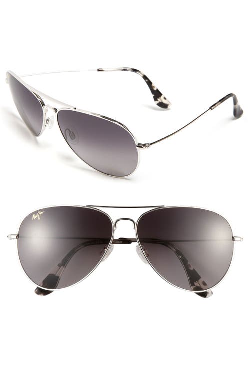 Maui Jim Mavericks 61mm PolarizedPlus2® Aviator Sunglasses in Silver/Neutral Grey