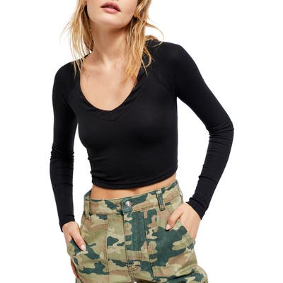 Free People Looking Forward Crop Top, Black
