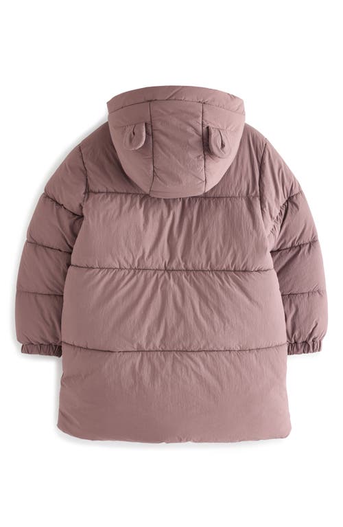 Shop Next Kids' Ear Water Resistant Hooded Quilted Puffer Jacket In Purple