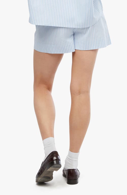 Shop Weworewhat We Wore What Stripe Tie Waist Stretch Cotton Shorts In Classic Blue ml