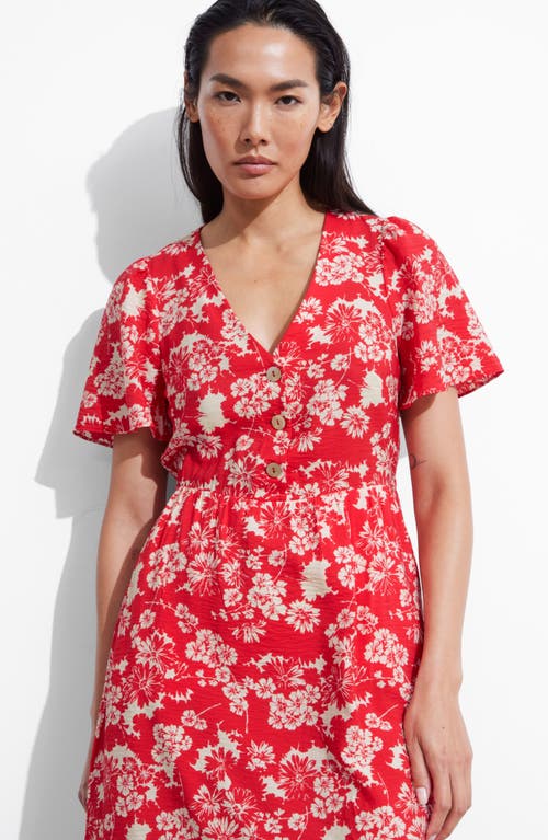 Shop & Other Stories Floral Print A-line Midi Dress In Harper Aop Red Base