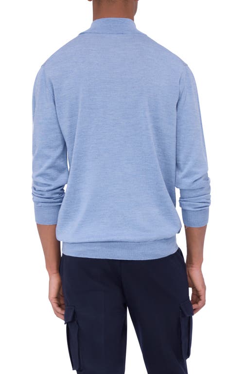 Shop Bugatchi Merino Wool Quarter Zip Pullover In Air Blue