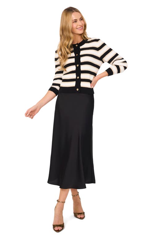 Cece Women's Striped Cardigan In Rich Black