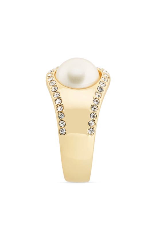 Shop Covet Cz & Imitation Pearl Cuff Ring In White