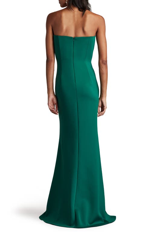 Sho By Tadashi Shoji Strapless Beaded Applique Column Gown In Jungle Green