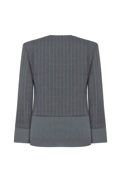 Shop Nocturne Striped Jacket In Grey