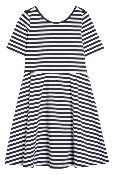 Boden Stripe Short Sleeve T-Shirt Dress in Ivory/Navy Stripe at Nordstrom, Size 16