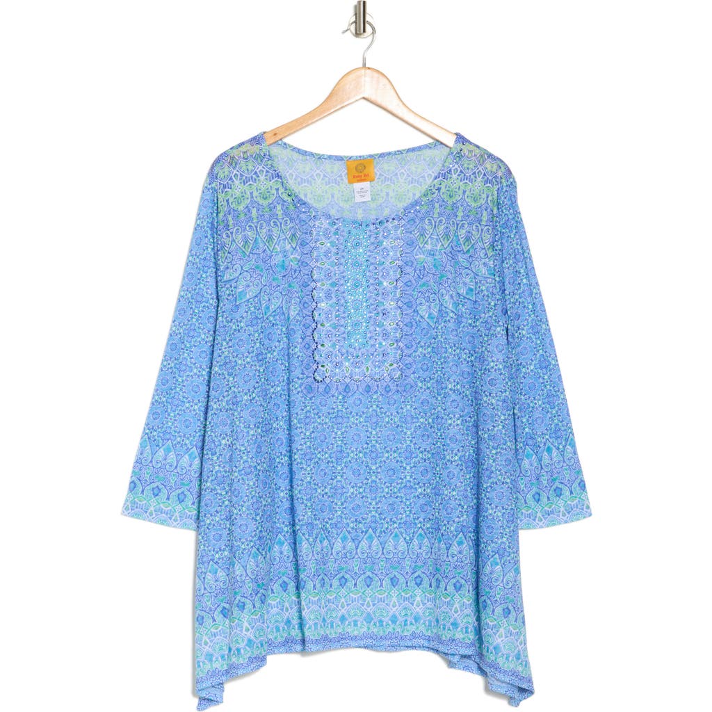 Shop Ruby Rd. Ruby Rd Sublimation Jersey Top In Blue Moon Multi
